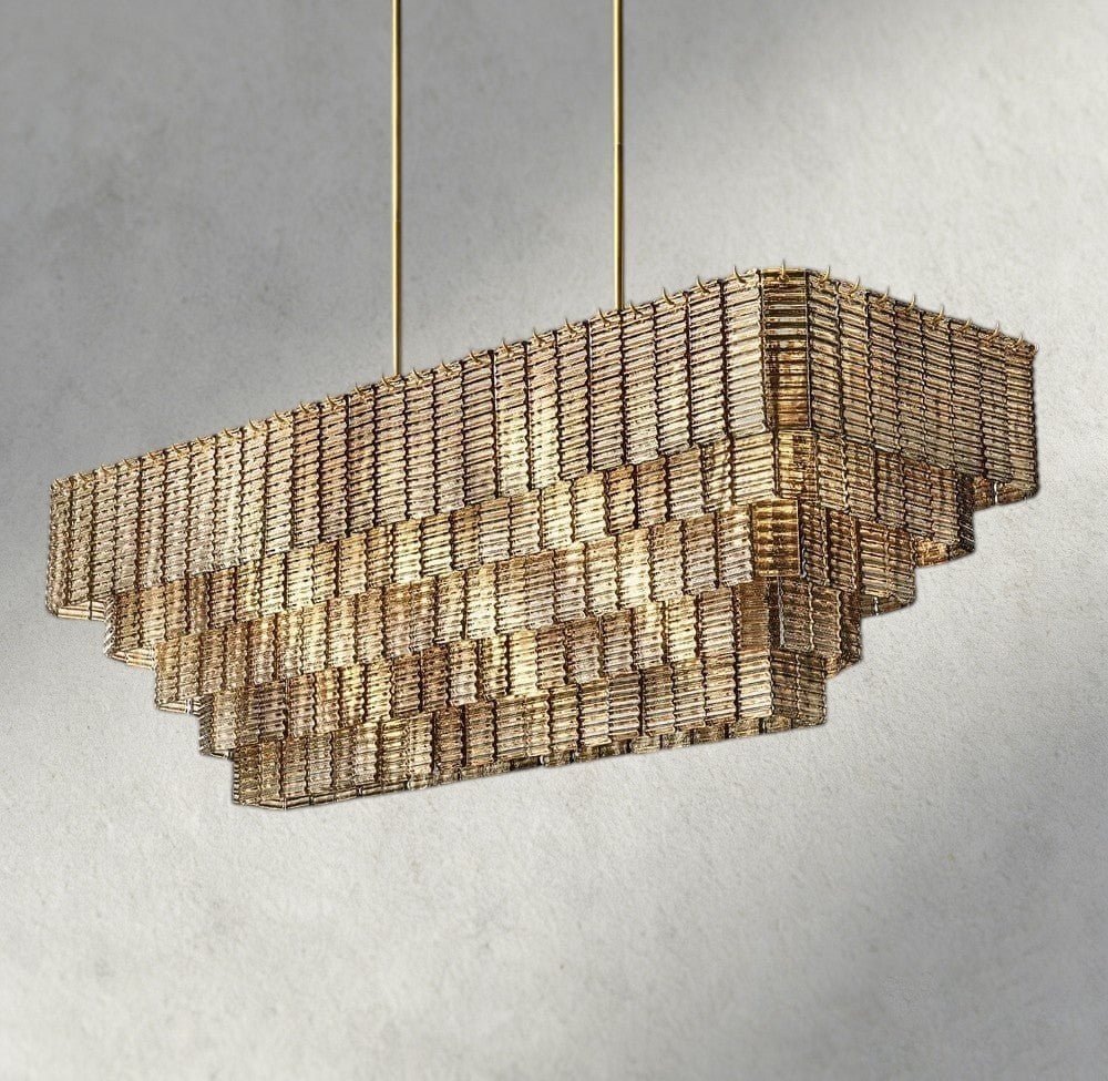 Siraue Smoke Glass Rectangular Chandelier 59", 77" - Zelno Lighting