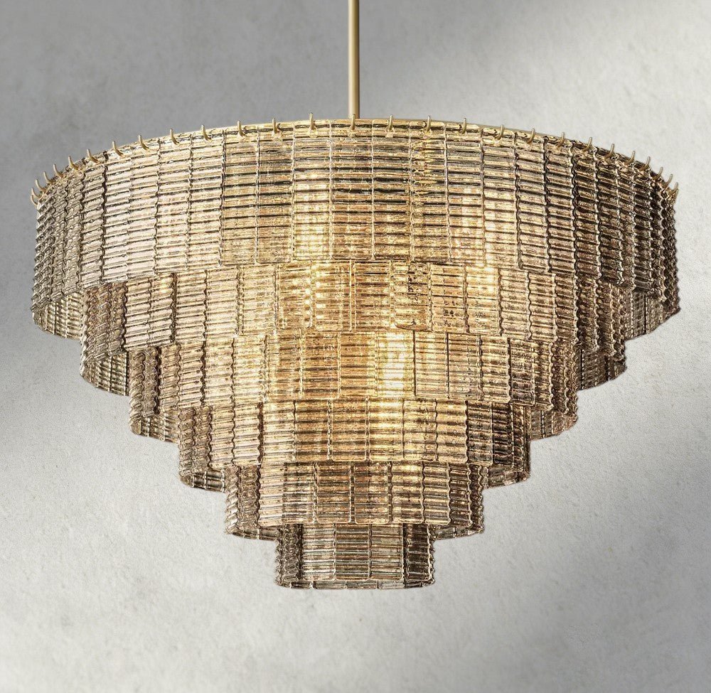 Siraue Smoke Glass Round Chandelier 41", 52", 65" - Zelno Lighting