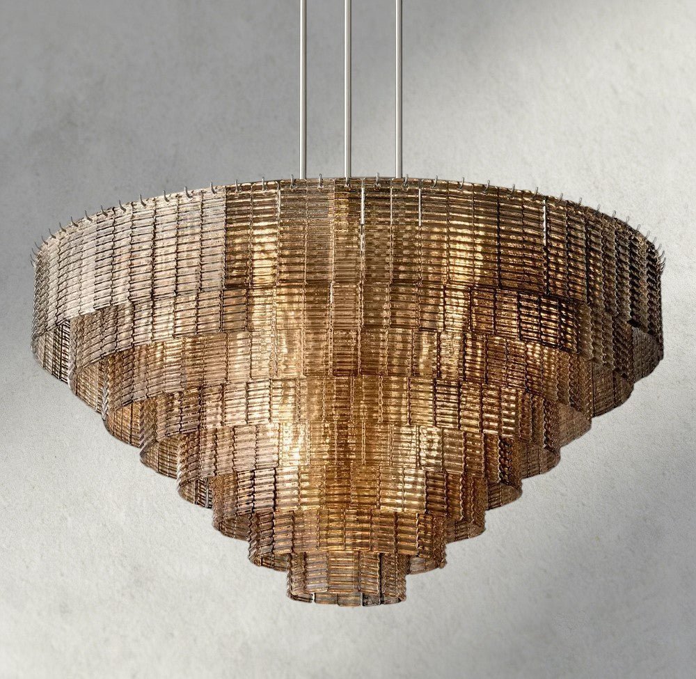 Siraue Smoke Glass Round Chandelier 41", 52", 65" - Zelno Lighting