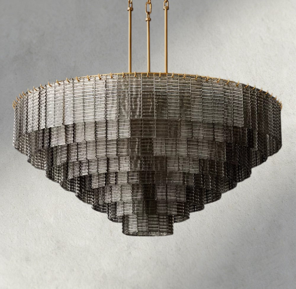 Siraue Smoke Glass Round Chandelier 41", 52", 65" - Zelno Lighting