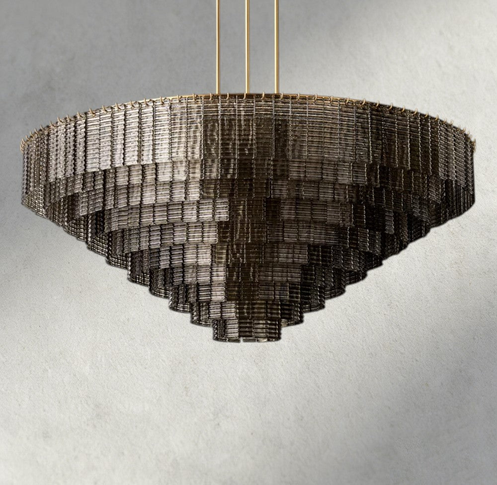 Siraue Smoke Glass Round Chandelier 41", 52", 65" - Zelno Lighting