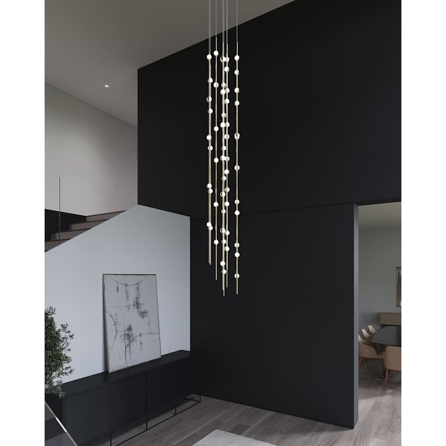 Sonne Constellation 12" Wide 55 - Light LED Chandelier Satin Brass - Zelno Lighting