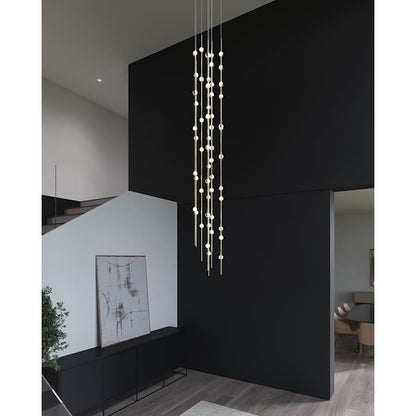 Sonne Constellation 12" Wide 55 - Light LED Chandelier Satin Brass - Zelno Lighting