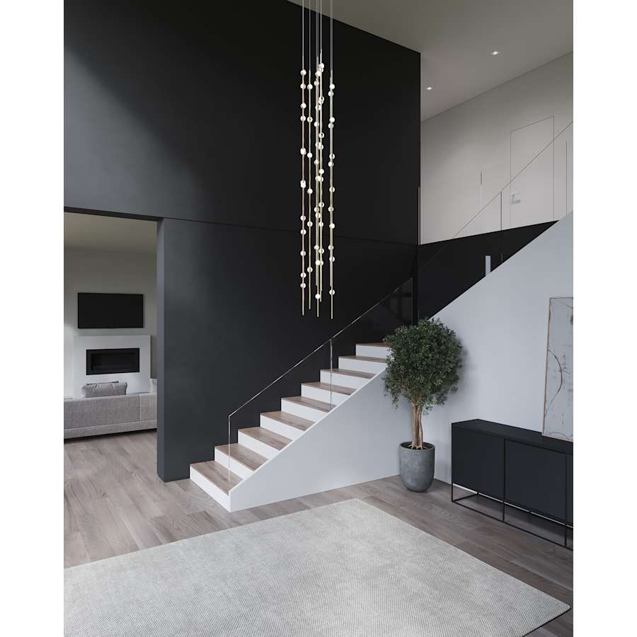 Sonne Constellation 12" Wide 55 - Light LED Chandelier Satin Brass - Zelno Lighting