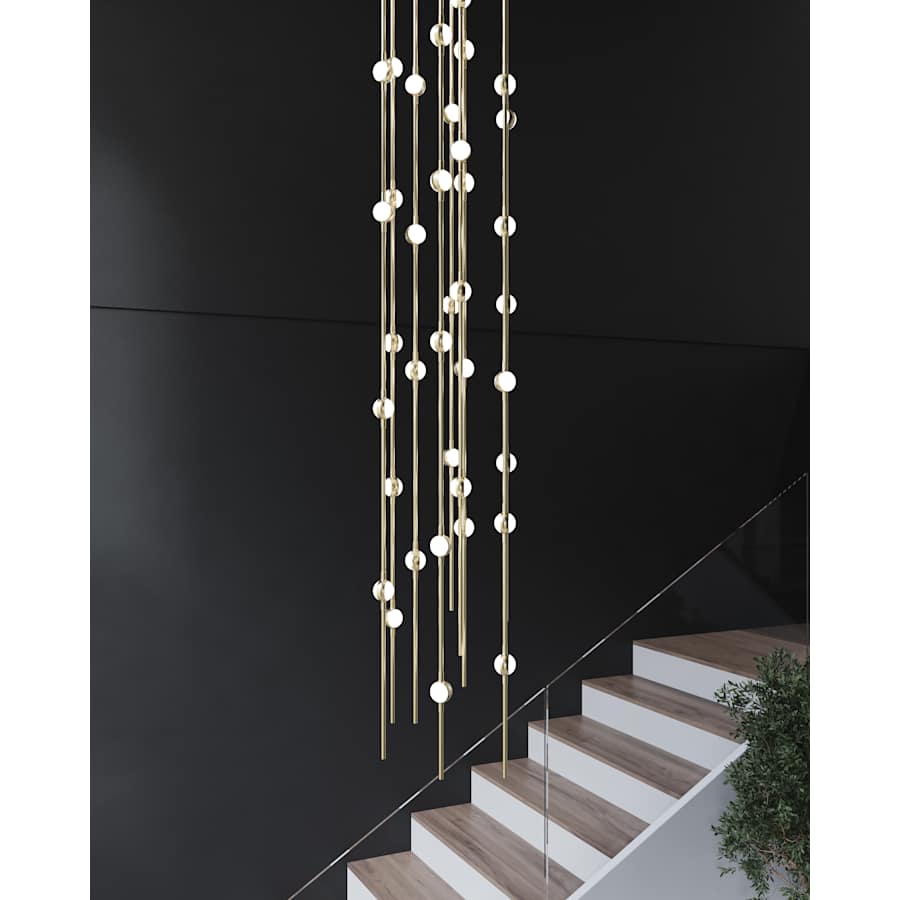 Sonne Constellation 12" Wide 55 - Light LED Chandelier Satin Brass - Zelno Lighting