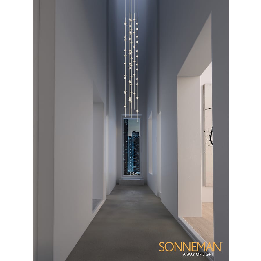Sonne Constellation 12" Wide 55 - Light LED Chandelier Satin Brass - Zelno Lighting