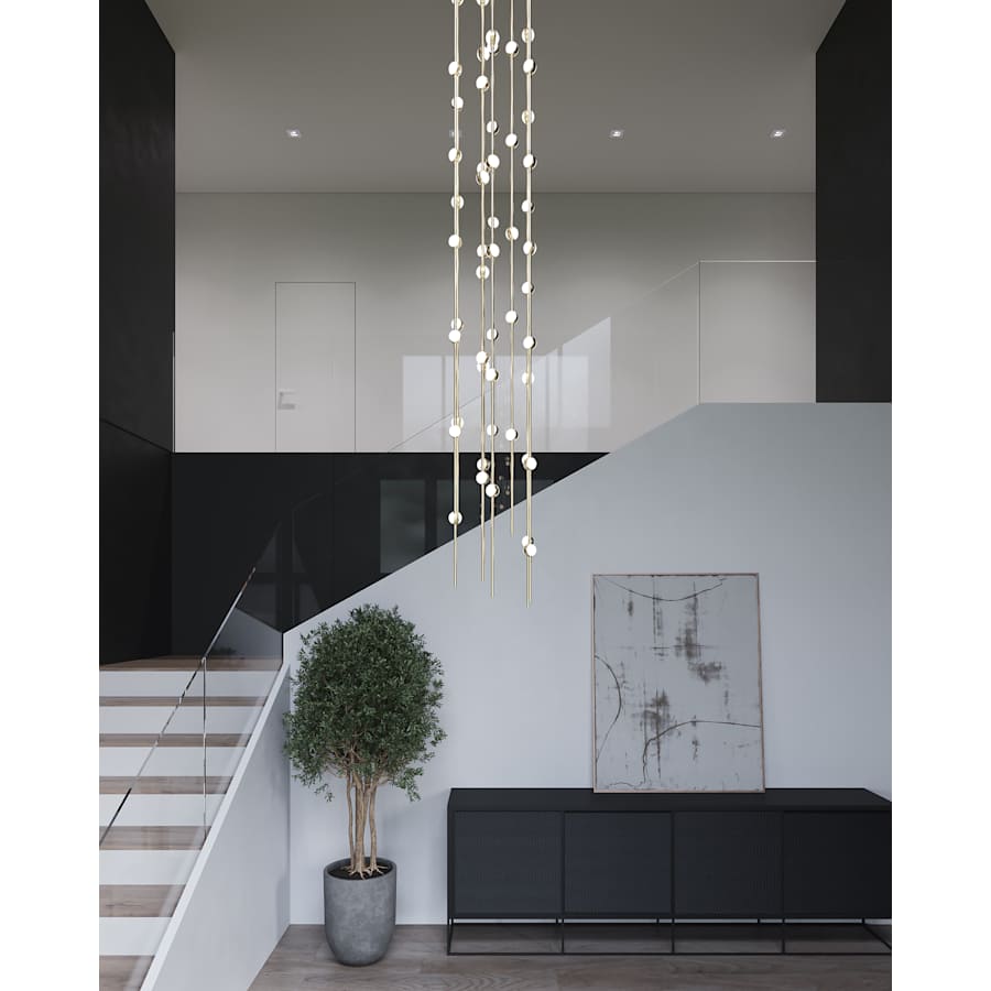 Sonne Constellation 12" Wide 55 - Light LED Chandelier Satin Brass - Zelno Lighting