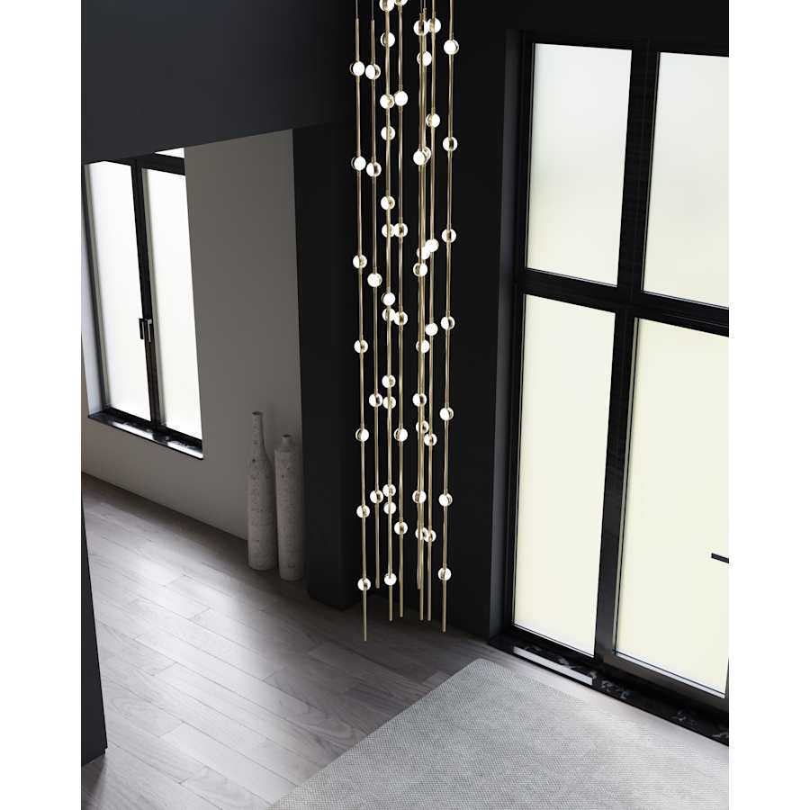Sonne Constellation 12" Wide 55 - Light LED Chandelier Satin Brass - Zelno Lighting