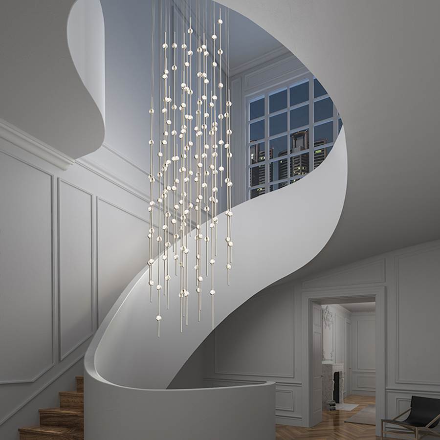 Sonne Constellation 25in Wide Modern LED Chandelier Satin Brass - Zelno Lighting