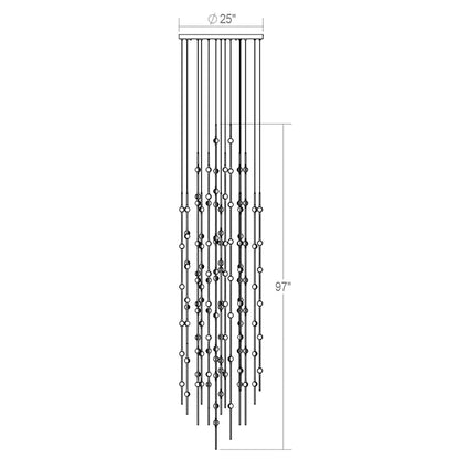 Sonne Constellation 25in Wide Modern LED Chandelier Satin Brass - Zelno Lighting