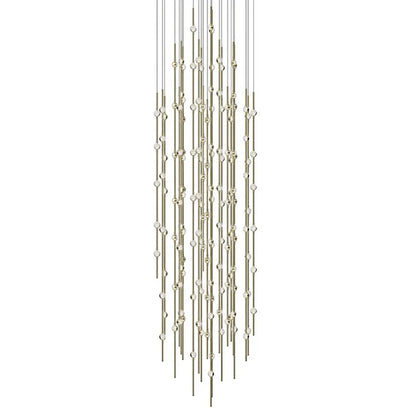 Sonne Constellation 25in Wide Modern LED Chandelier Satin Brass - Zelno Lighting