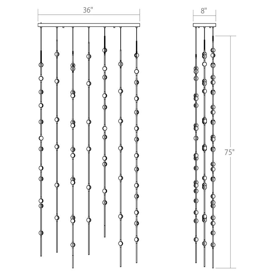 Sonne Constellation 36in Wide Linear Chandelier Satin Brass - Zelno Lighting