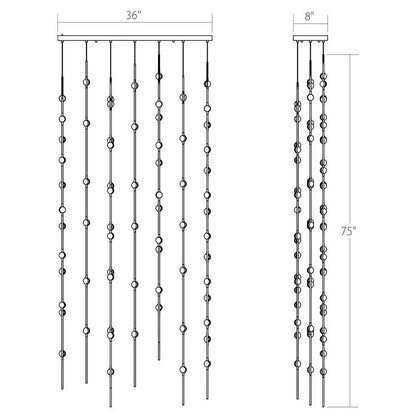 Sonne Constellation 36in Wide Linear Chandelier Satin Brass - Zelno Lighting