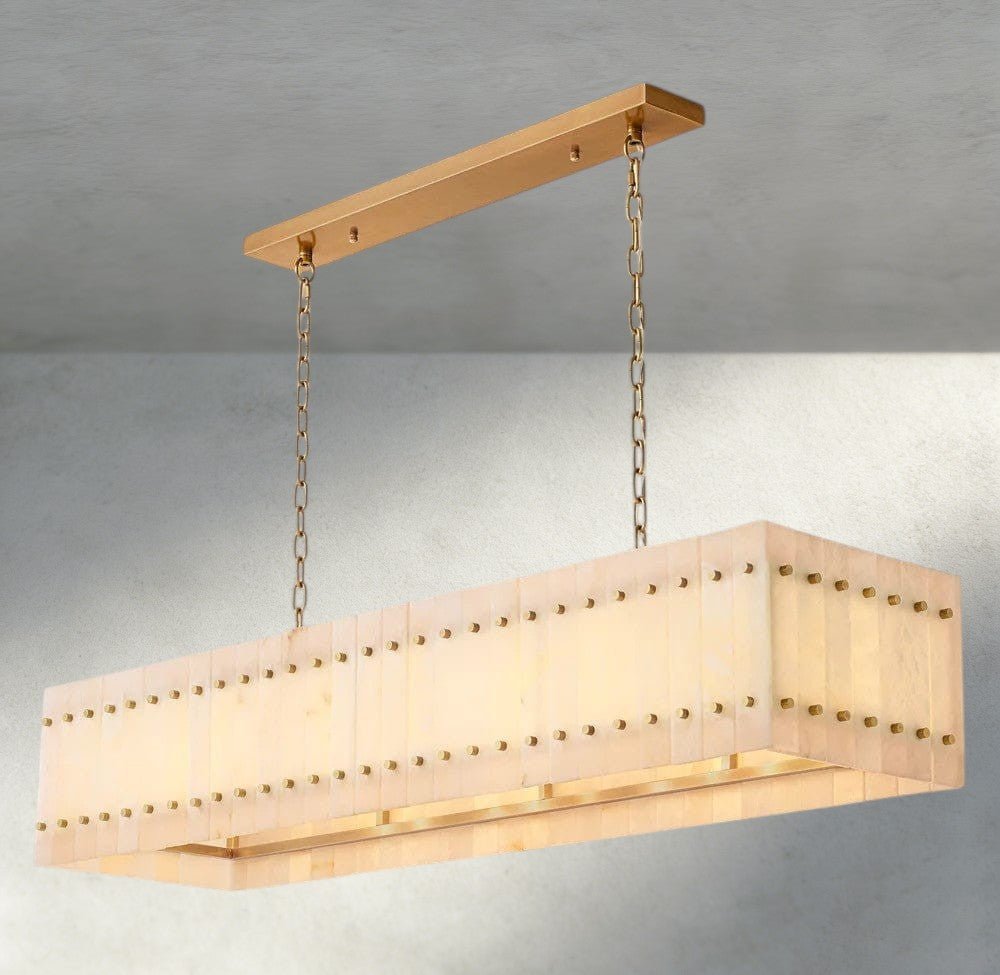 Sun Marco Alabaster Linear Chandelier 54", 72" - Zelno Lighting