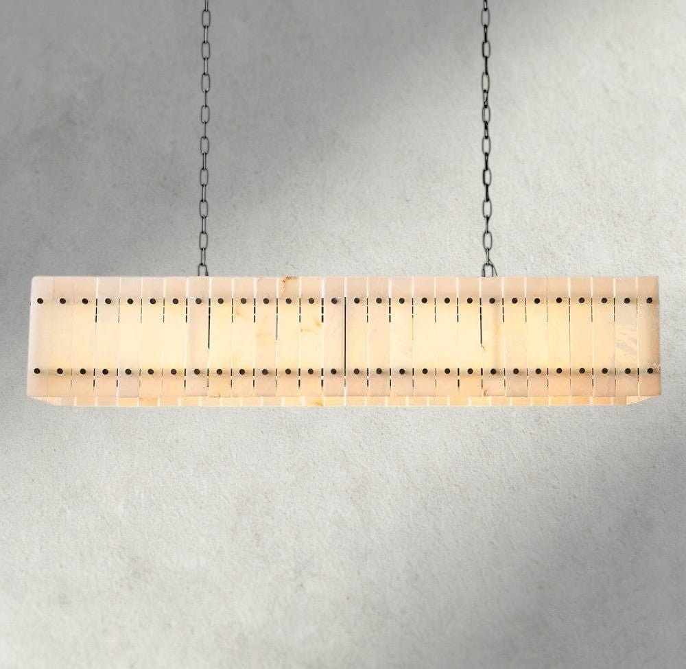Sun Marco Alabaster Linear Chandelier 54", 72" - Zelno Lighting