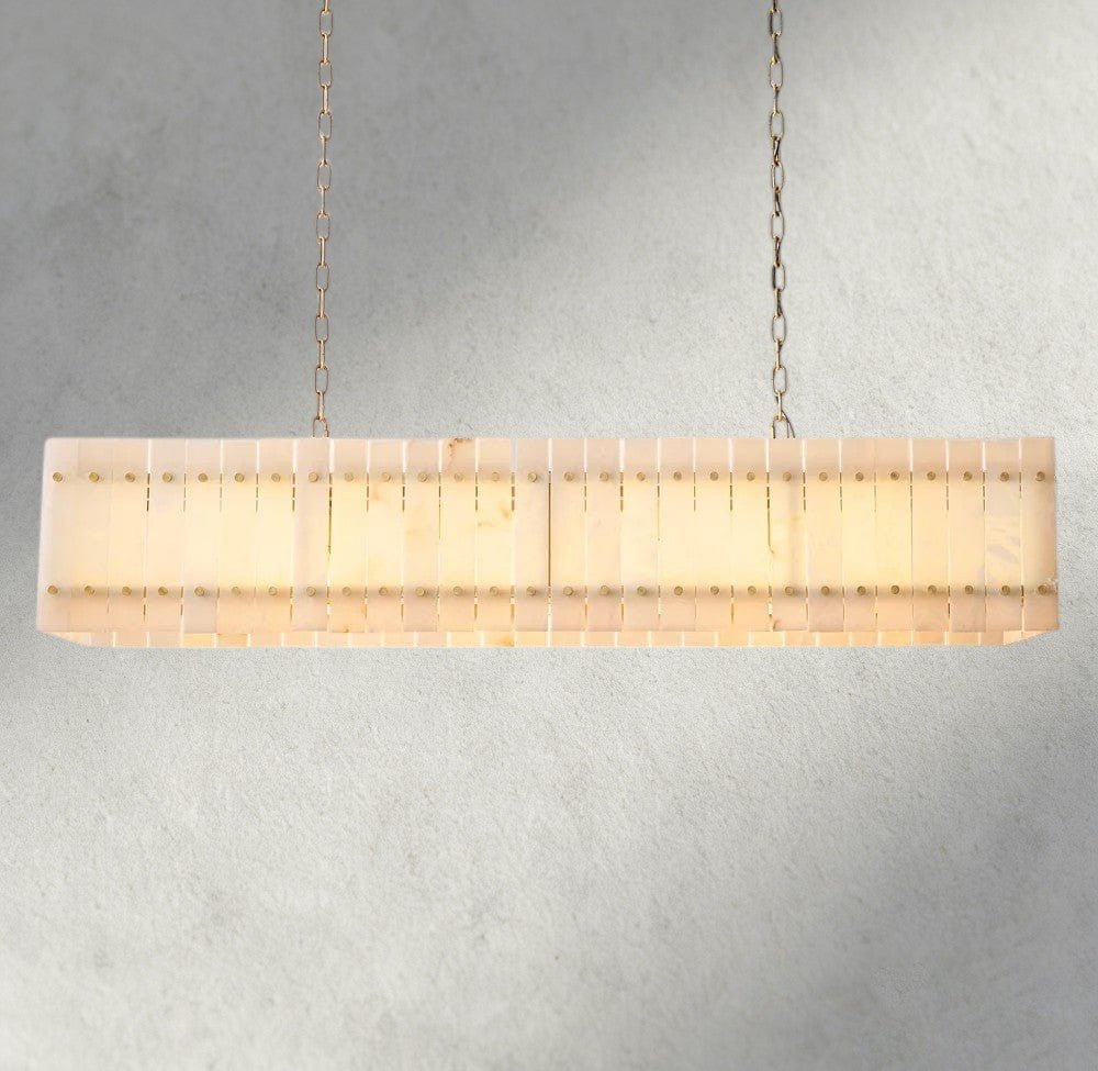 Sun Marco Alabaster Linear Chandelier 54", 72" - Zelno Lighting