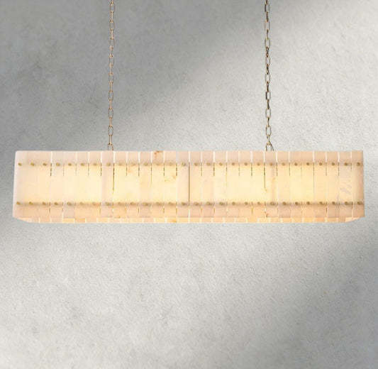 Sun Marco Alabaster Linear Chandelier 54", 72" - Zelno Lighting