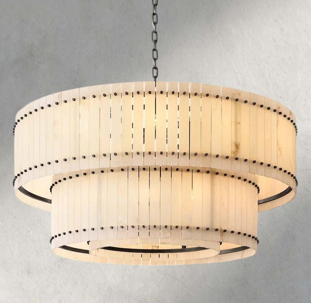 Sun Marco Alabaster Round Tiered Chandelier 22", 37", 48", 60" - Zelno Lighting