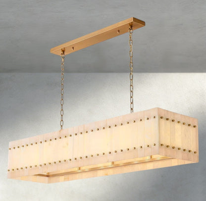 Sun Merca Alabaster Linear Chandelier 54", 72" - Zelno Lighting