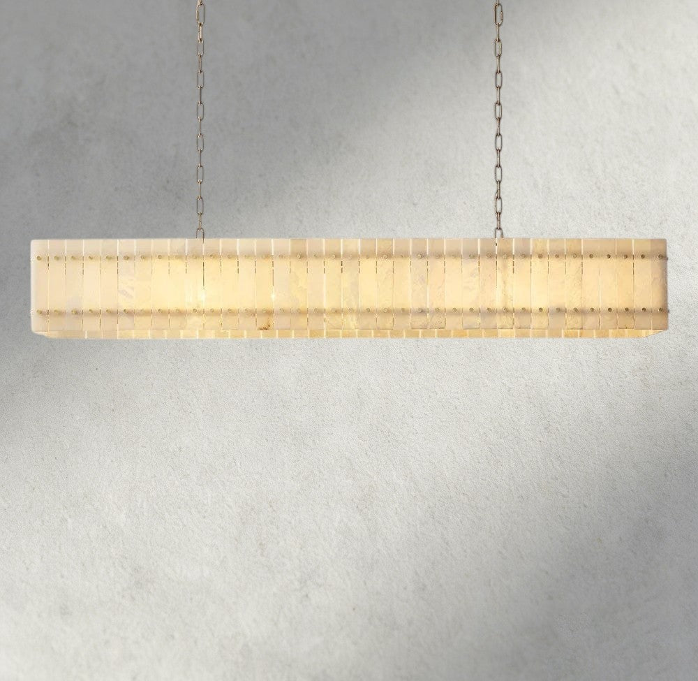 Sun Merca Alabaster Linear Chandelier 54", 72" - Zelno Lighting