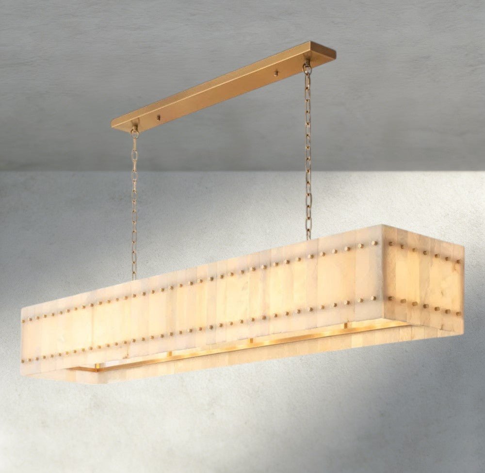 Sun Merca Alabaster Linear Chandelier 54", 72" - Zelno Lighting