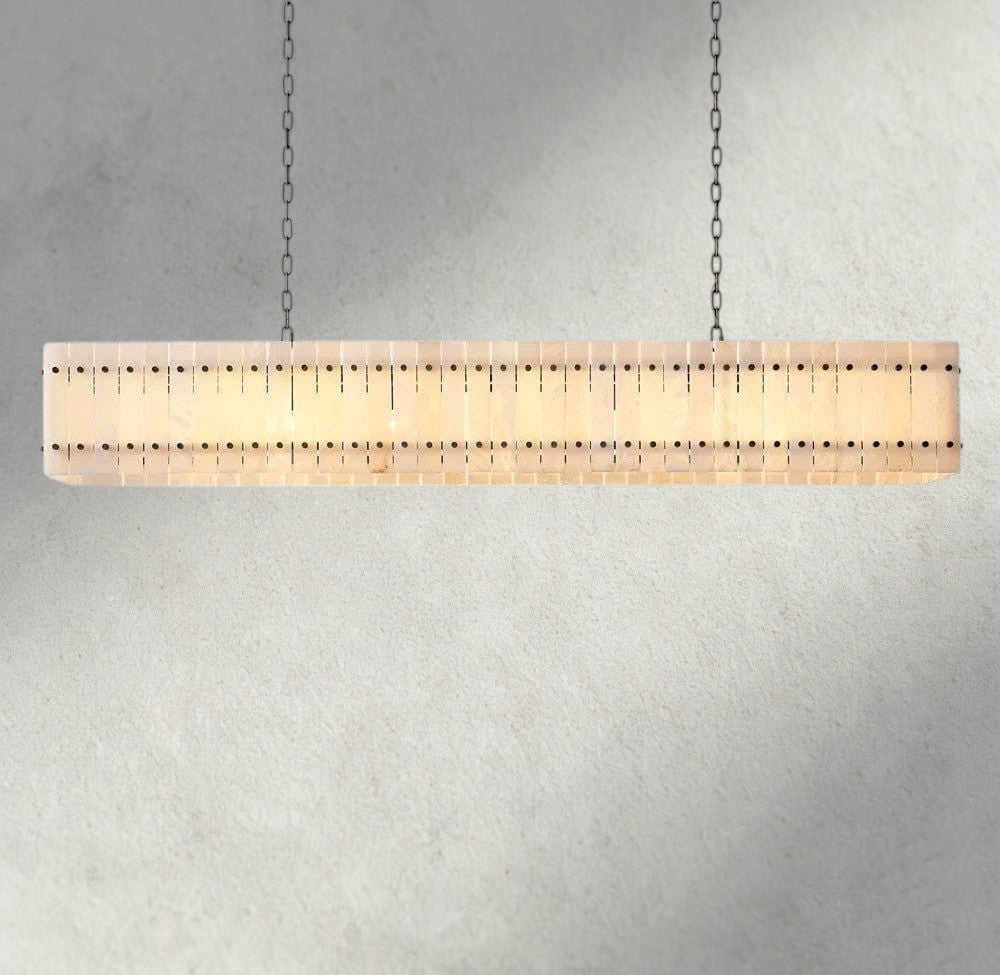 Sun Merca Alabaster Linear Chandelier 54", 72" - Zelno Lighting