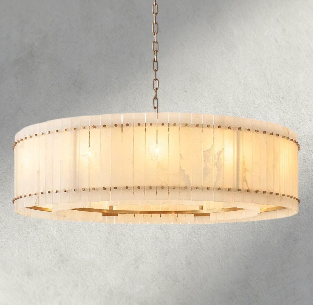 Sun Merca Alabaster Round Chandelier 22", 37", 48", 60" - Zelno Lighting