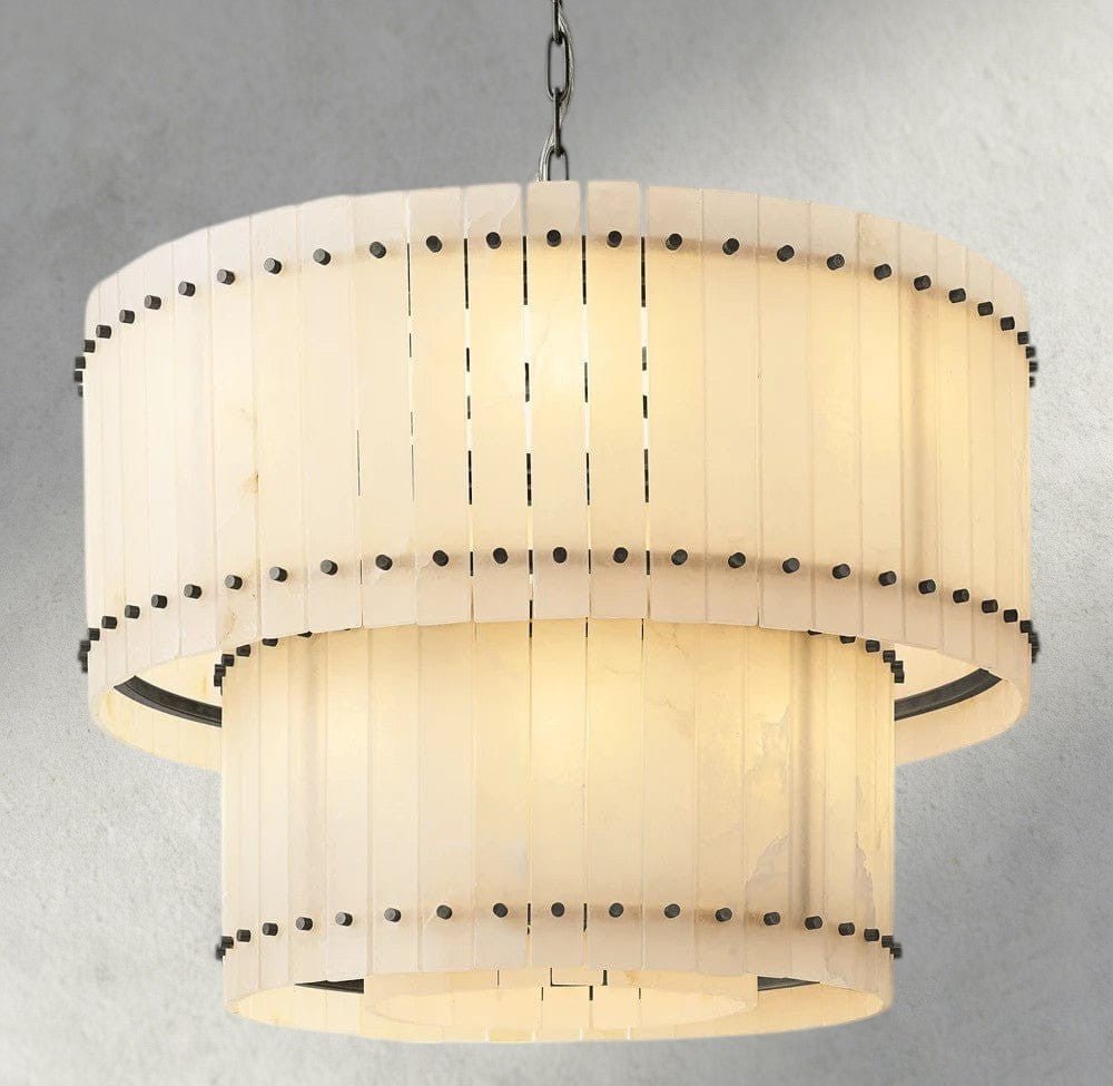 Sun Merca Alabaster Round Tiered Chandelier 22", 37", 48", 60" - Zelno Lighting
