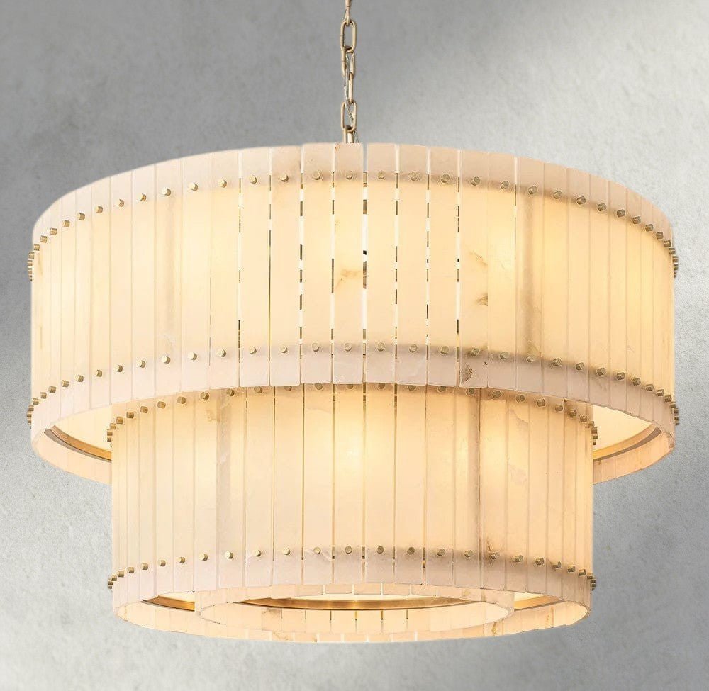 Sun Merca Alabaster Round Tiered Chandelier 22", 37", 48", 60" - Zelno Lighting