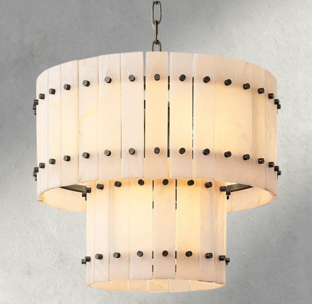 Sun Merca Alabaster Round Tiered Chandelier 22", 37", 48", 60" - Zelno Lighting