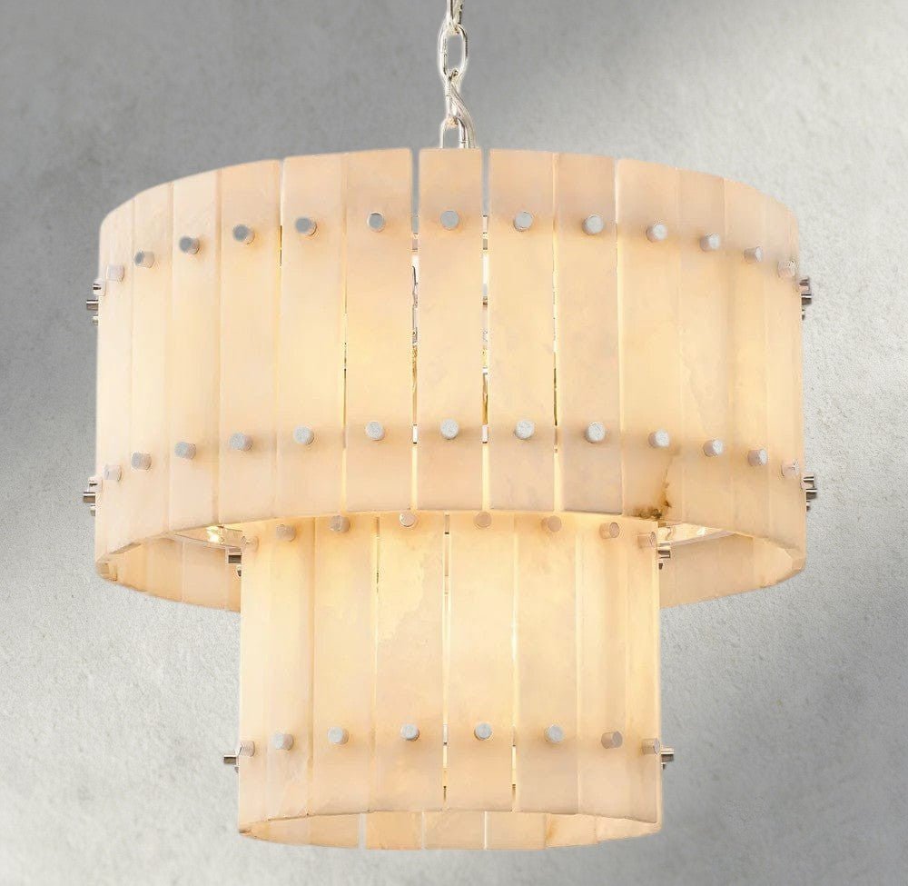 Sun Merca Alabaster Round Tiered Chandelier 22", 37", 48", 60" - Zelno Lighting