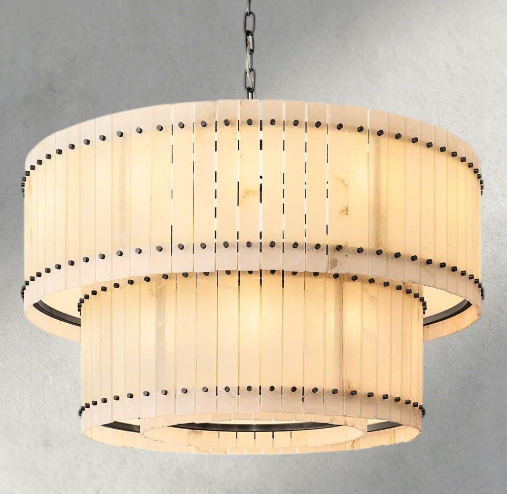 Sun Merca Alabaster Round Tiered Chandelier 22", 37", 48", 60" - Zelno Lighting