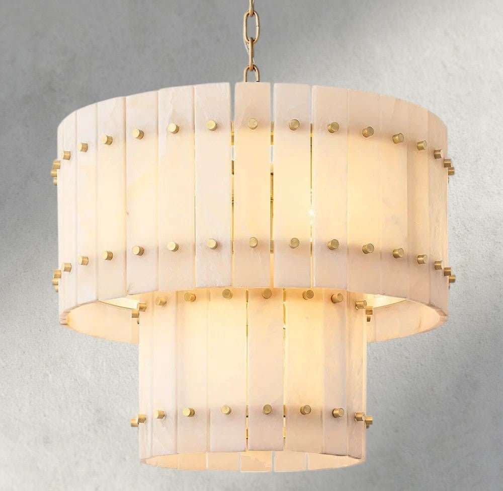 Sun Merca Alabaster Round Tiered Chandelier 22", 37", 48", 60" - Zelno Lighting
