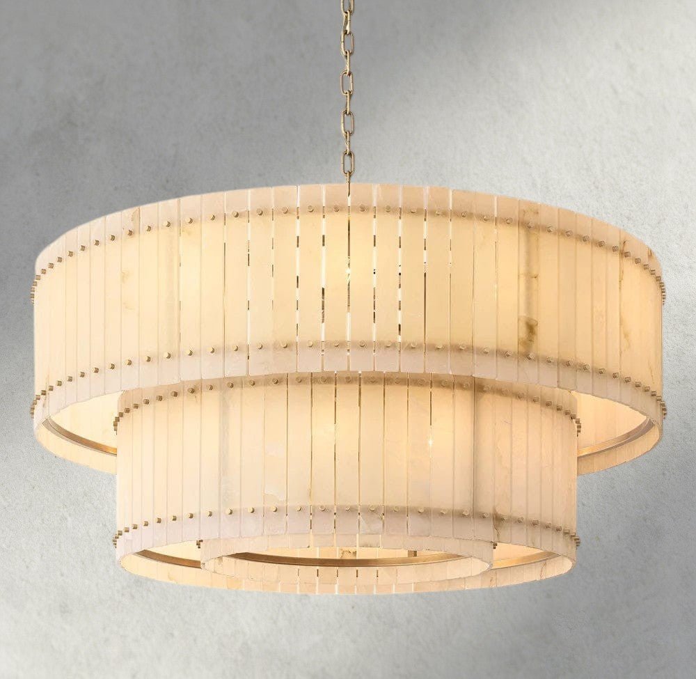 Sun Merca Alabaster Round Tiered Chandelier 22", 37", 48", 60" - Zelno Lighting