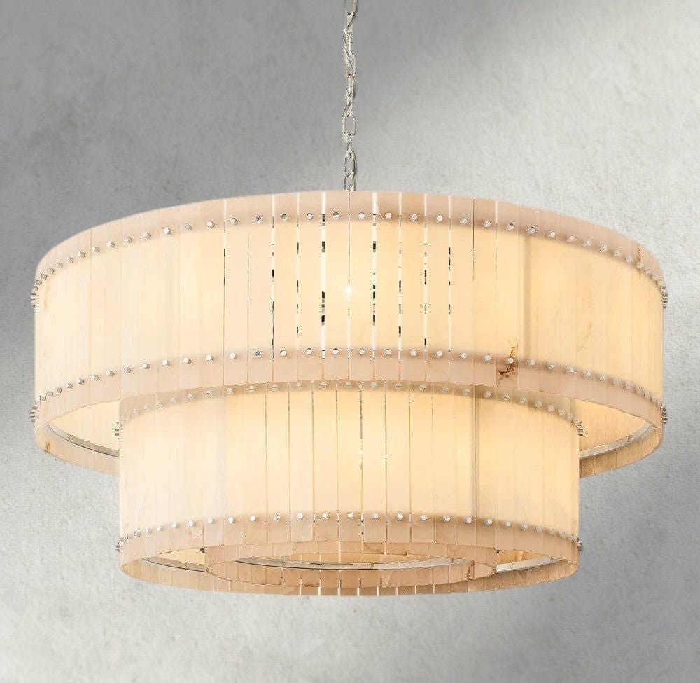 Sun Merca Alabaster Round Tiered Chandelier 22", 37", 48", 60" - Zelno Lighting