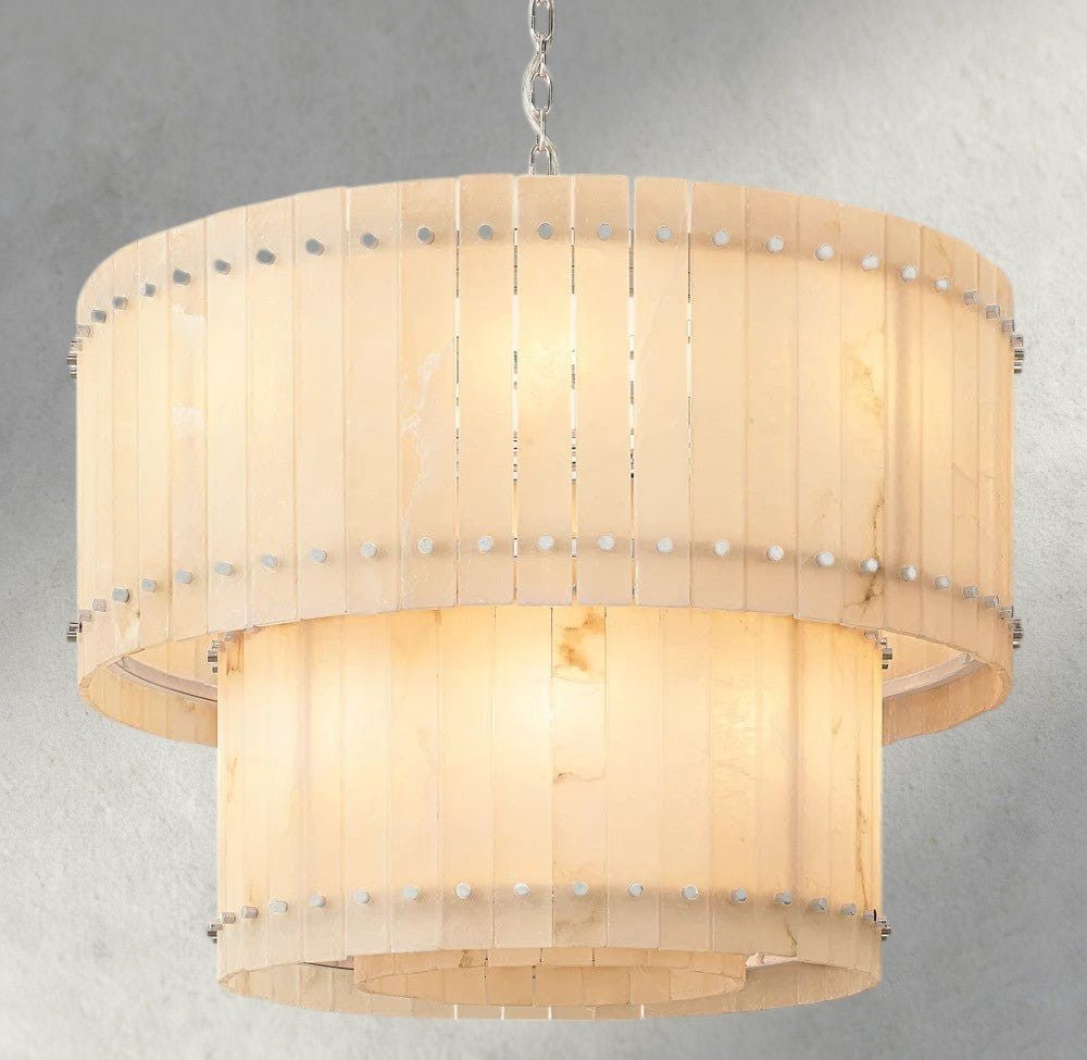 Sun Merca Alabaster Round Tiered Chandelier 22", 37", 48", 60" - Zelno Lighting