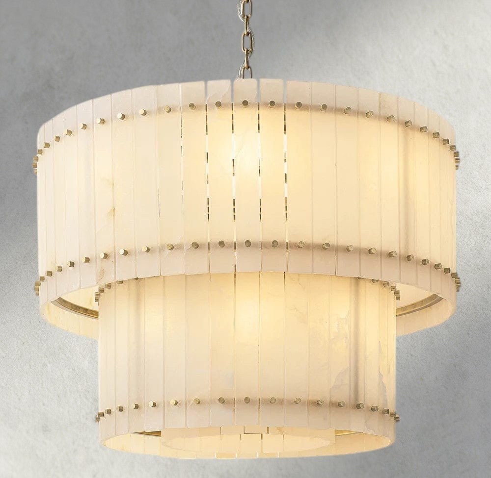 Sun Merca Alabaster Round Tiered Chandelier 22", 37", 48", 60" - Zelno Lighting