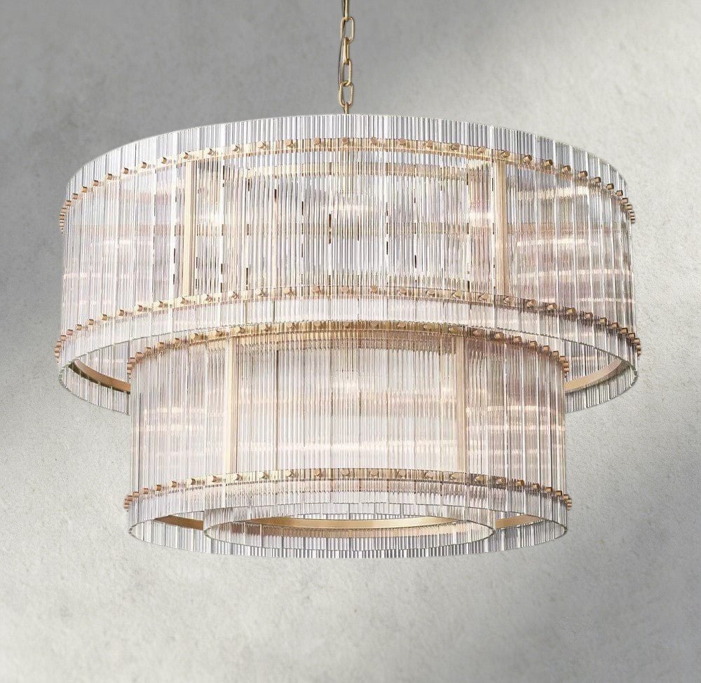 Sun Merca Two - Tier Round Chandelier 22", 37", 48", 60" - Zelno Lighting