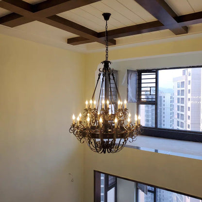 Vintage Iron Simple Candle Art Chandelier for Living Room / Villa / Stairs - Zelno Lighting
