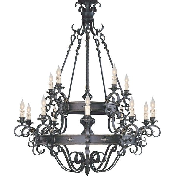 Vintage Iron Simple Candle Art Chandelier for Living Room / Villa / Stairs - Zelno Lighting