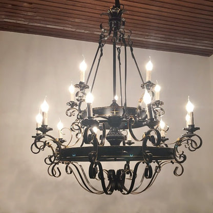 Vintage Iron Simple Candle Art Chandelier for Living Room / Villa / Stairs - Zelno Lighting