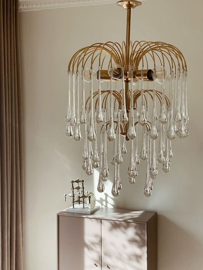 Vintage – Murano chandelier – Teardrop – 68 drops – Clear - Zelno Lighting