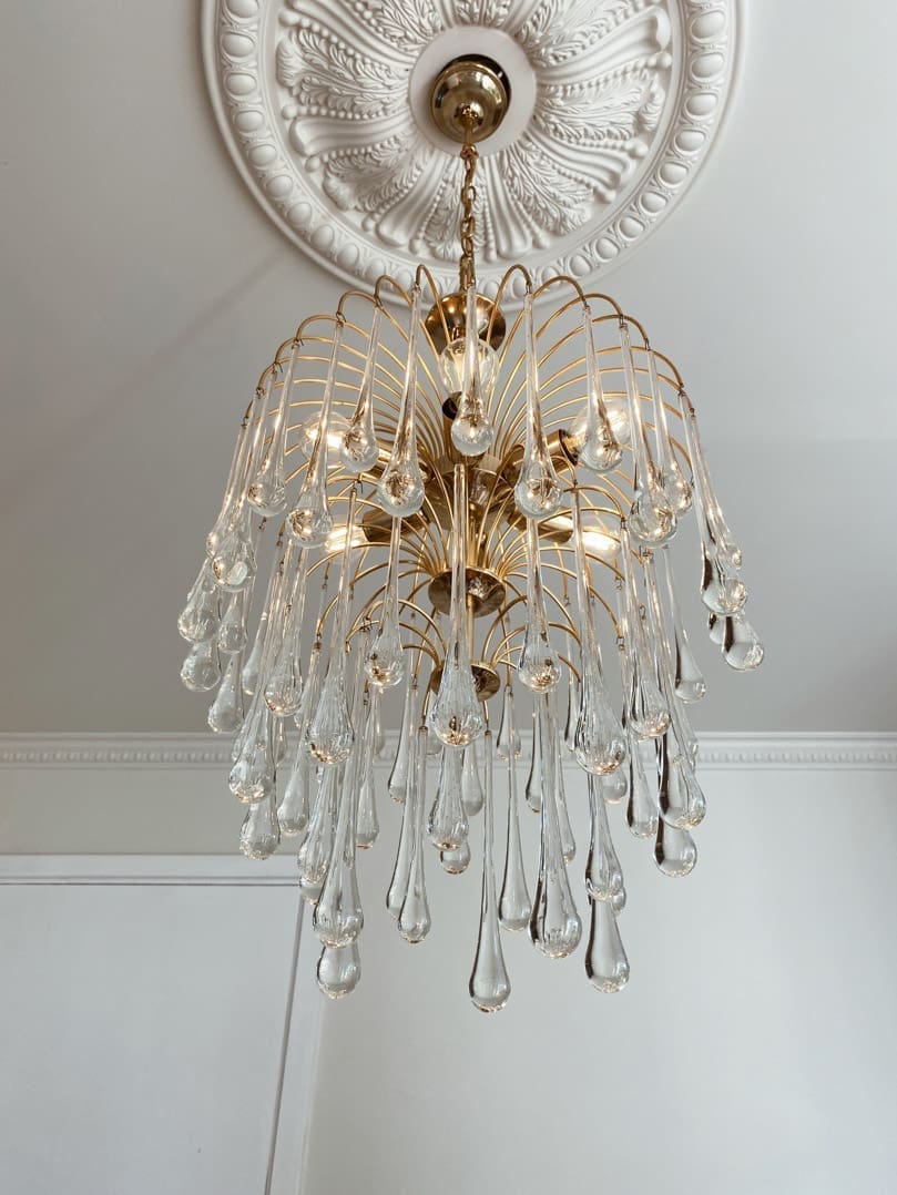 Vintage – Murano chandelier – Teardrop – 68 drops – Clear - Zelno Lighting