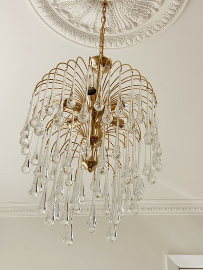 Vintage – Murano chandelier – Teardrop – 68 drops – Clear - Zelno Lighting
