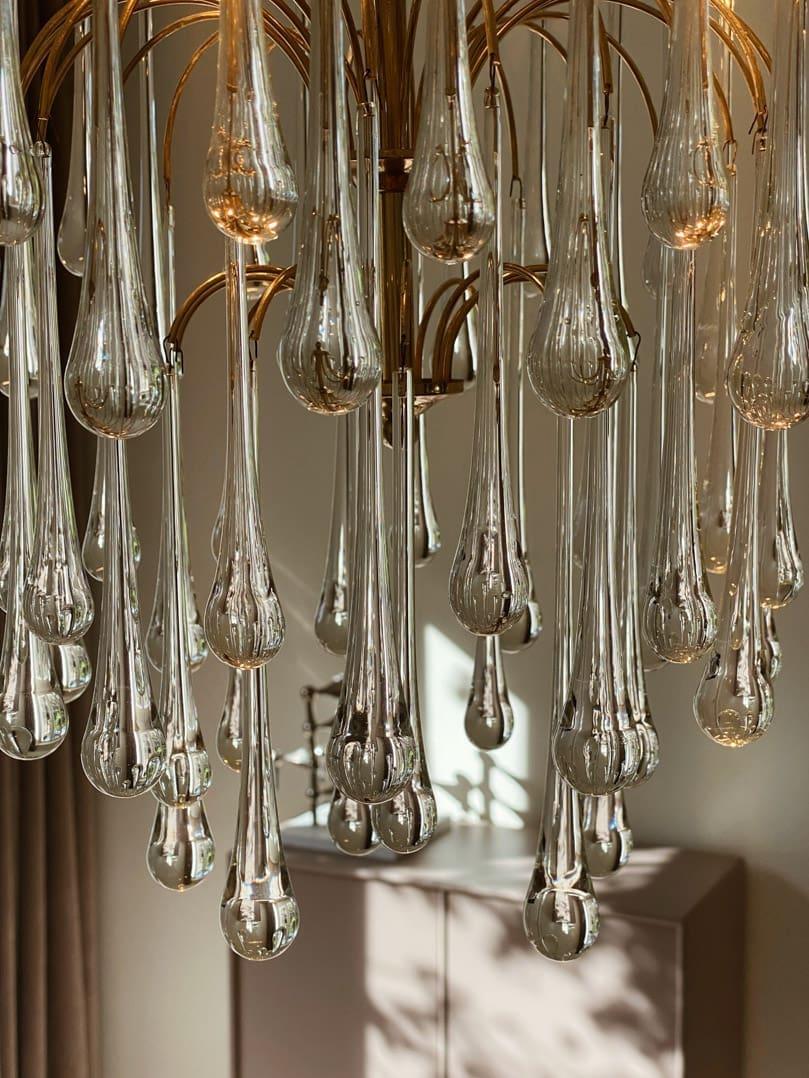 Vintage – Murano chandelier – Teardrop – 68 drops – Clear - Zelno Lighting