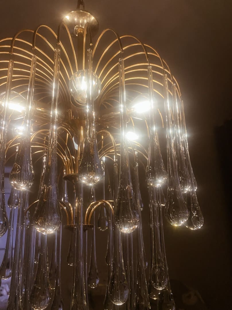 Vintage – Murano chandelier – Teardrop – 68 drops – Clear - Zelno Lighting