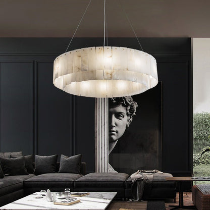 Zelno Kimberley Handcrafted Alabaster Round Chandelier, Living Room Chandelier Fixtures - Zelno Lighting
