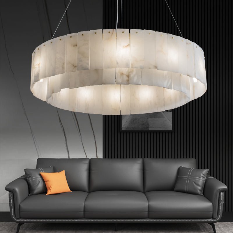 Zelno Kimberley Handcrafted Alabaster Round Chandelier, Living Room Chandelier Fixtures - Zelno Lighting