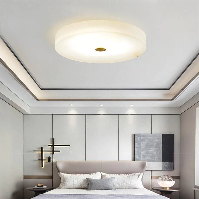 Zelno Modern Round Alabaster Flush Mounted chandelier - Zelno Lighting