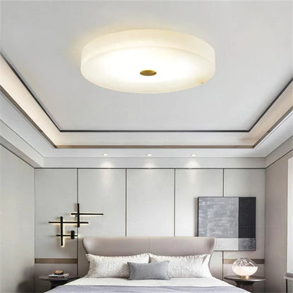 Zelno Modern Round Alabaster Flush Mounted chandelier - Zelno Lighting